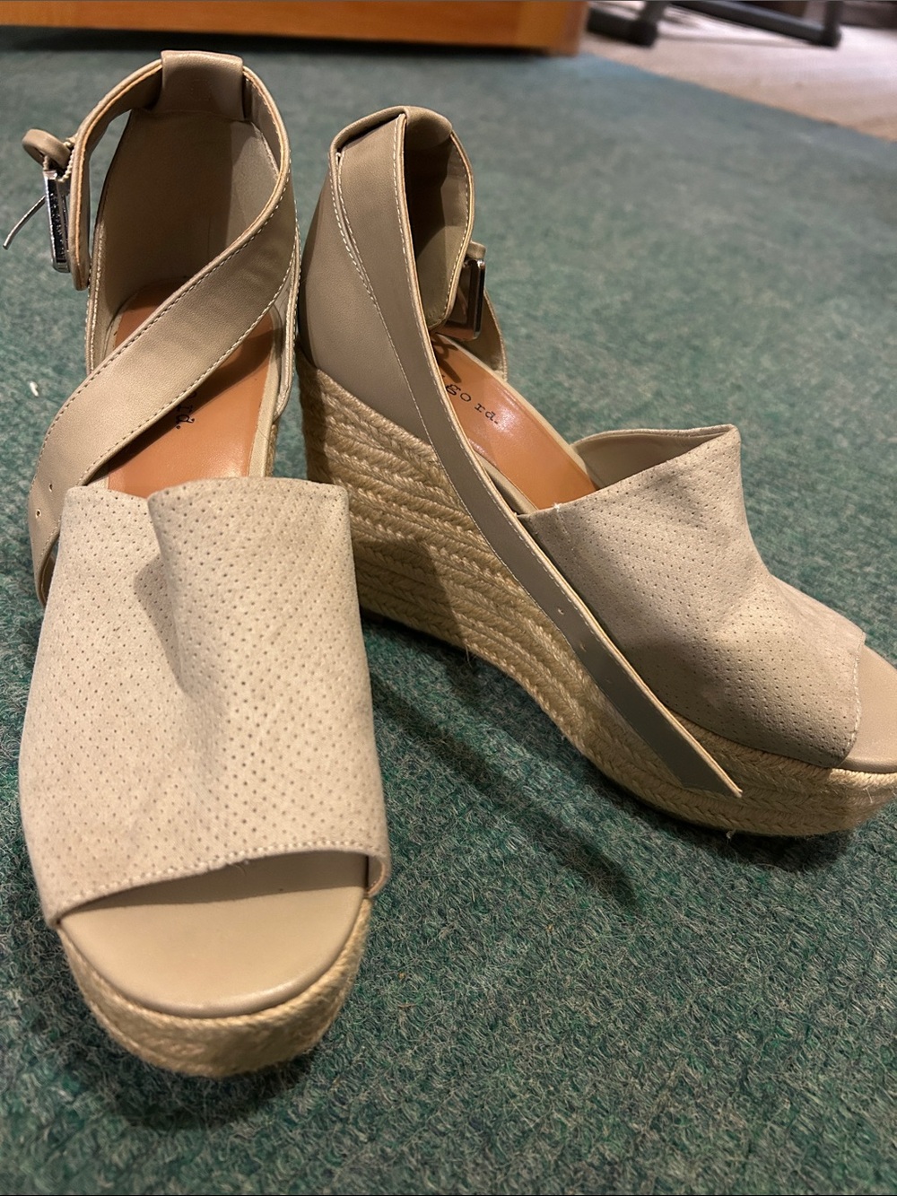Indigo Beige Wedge Espadrille Sandals